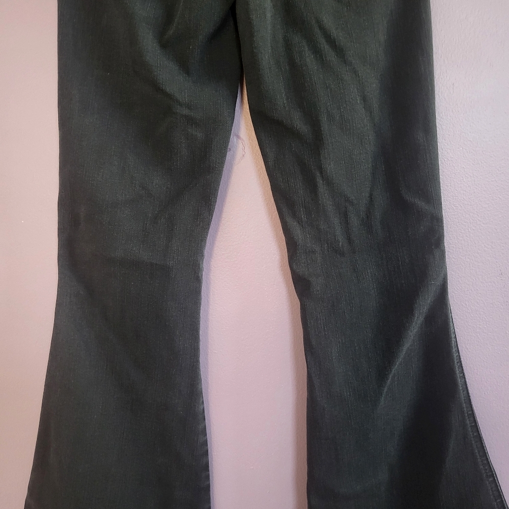 Flying Monkey Washed Black High Rise Distressed Raw Hem Flare Jeans - Picture 8 of 12